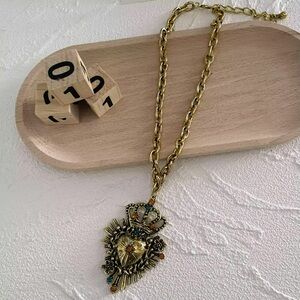 🆕 Gold Heart Crown Pendant Necklace